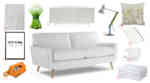 white scandi sofa and accessories