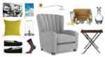 grey mid century modern armchair and accessories