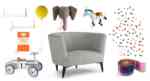 grey scandi chair and childrens accessories