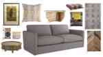 grey sofa and accessories