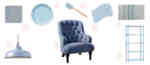 blue armchair and accessories