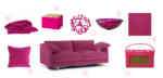 rasberry sofa and accessories