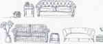 drawing of three sofa styles