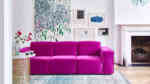 Crawford pink velvet sofa
