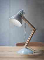 oak mid-century table lamp
